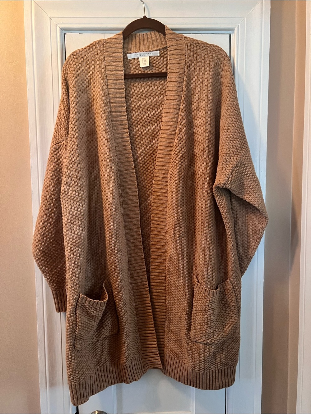 Warm Camel Color Tunic Length Cardigan